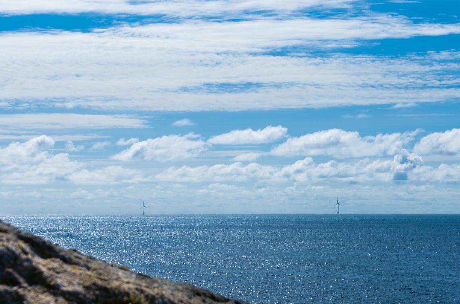 Landscape with floating offshore wind turbines